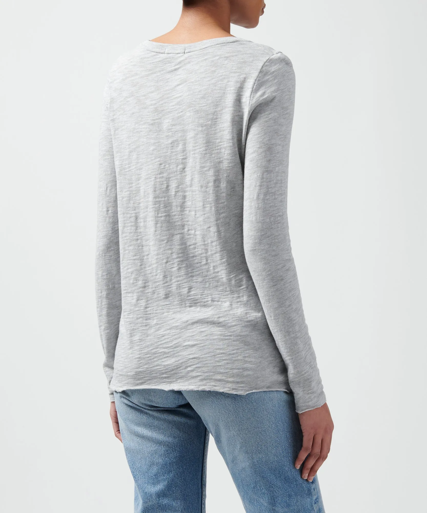 Slub Jersey Long Sleeve Destroyed Wash Tee - Heather Grey sold by ATM product image thumbnail 2