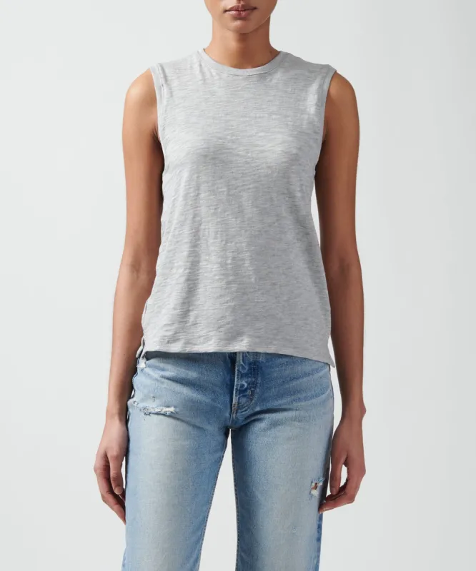 Slub Jersey Sleeveless Schoolboy Tee - Heather Grey sold by ATM