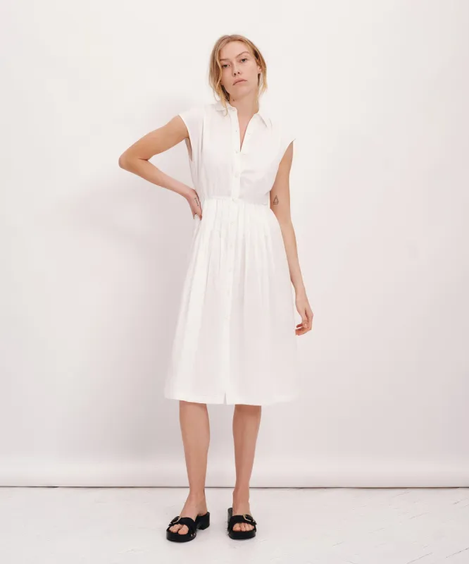 Cotton Voile Sleeveless Shirt Dress - White sold by ATM Anthony Thomas Melillo