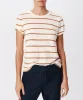 Slub Jersey Stripe Schoolboy Short Sleeve Crew Neck Tee - Irish Cream-Cornelian Stone sold by ATM Anthony Thomas Melillo