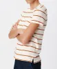 Slub Jersey Stripe Schoolboy Short Sleeve Crew Neck Tee - Irish Cream-Cornelian Stone sold by ATM Anthony Thomas Melillo