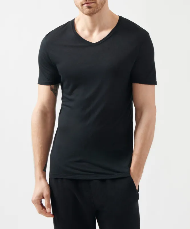 Modal Jersey V-Neck Tee - Black sold by ATM Anthony Thomas Melillo