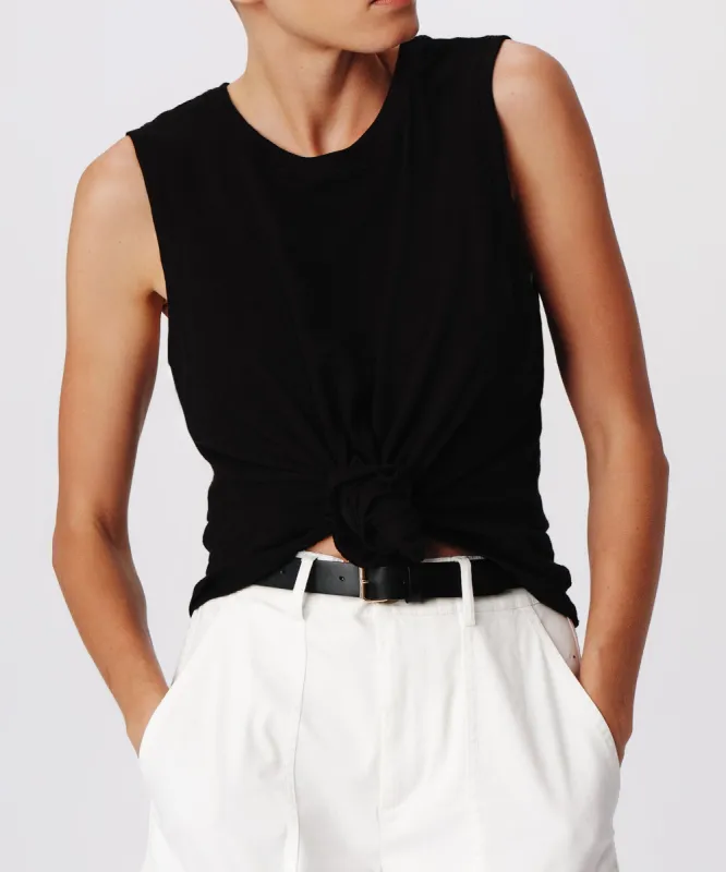 Slub Jersey Crew Neck Tank - Black sold by ATM Anthony Thomas Melillo