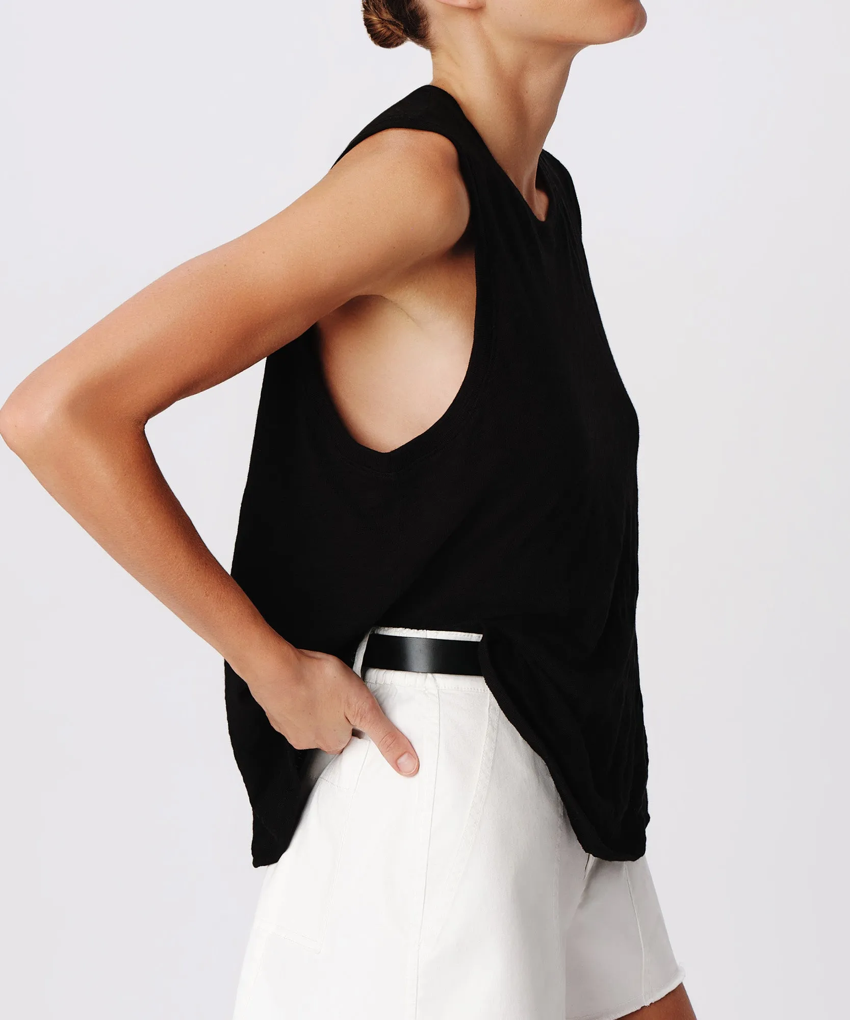 Slub Jersey Crew Neck Tank - Black sold by ATM Anthony Thomas Melillo product image thumbnail 2