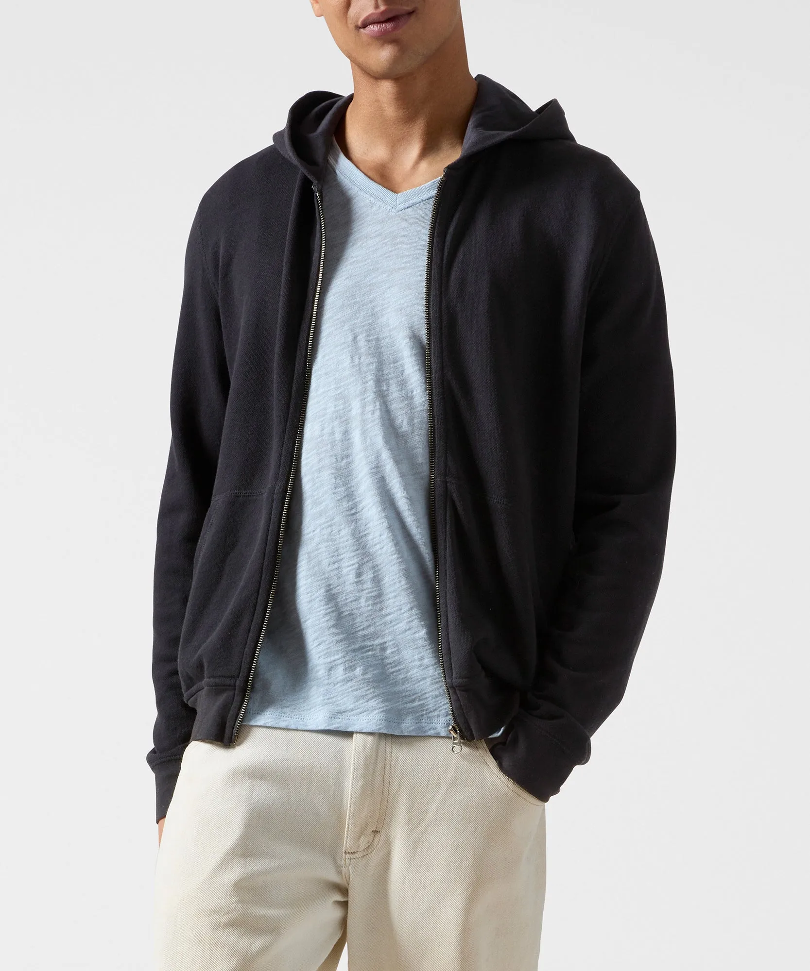 French Terry Zip-Up Hoodie - Black sold by ATM Anthony Thomas Melillo