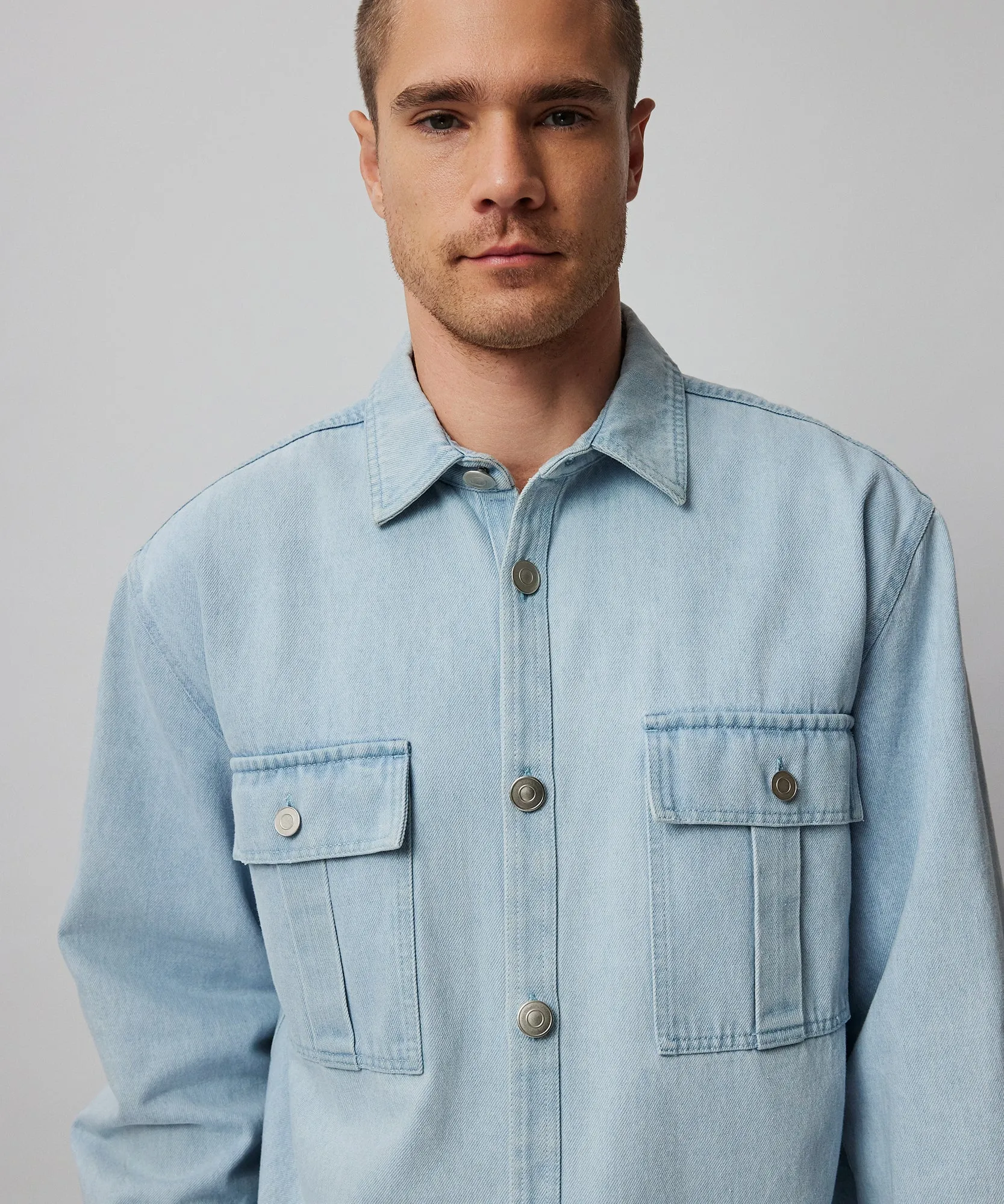 Washed Denim Shirt Jacket - Light Denim sold by ATM Anthony Thomas Melillo