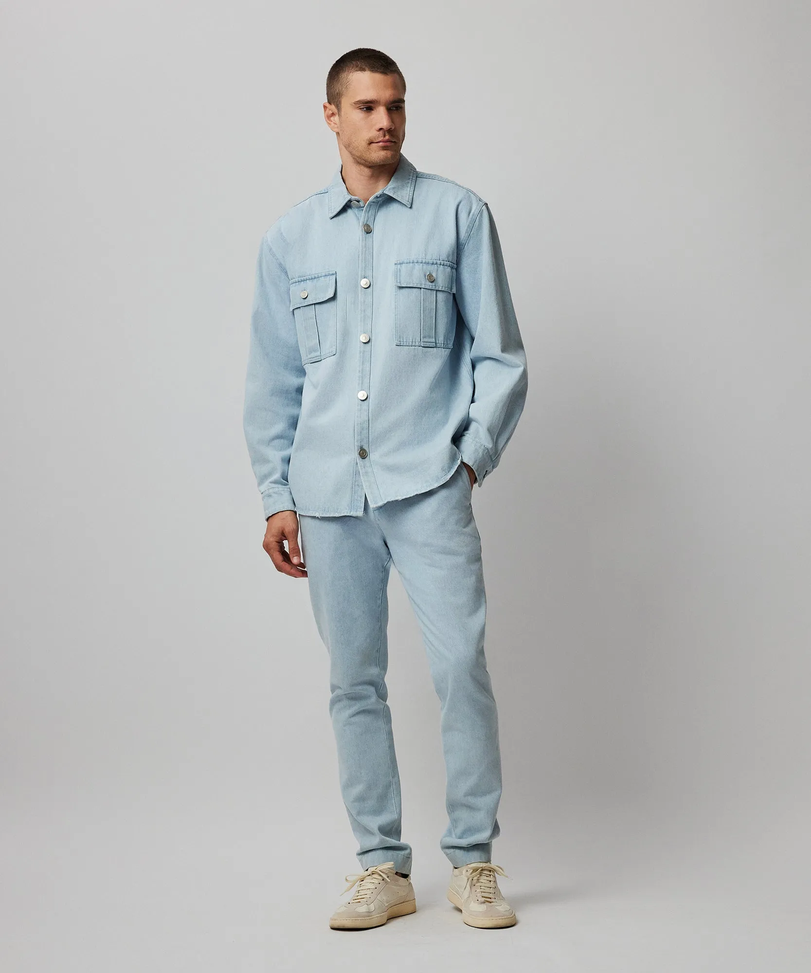Washed Denim Shirt Jacket - Light Denim sold by ATM Anthony Thomas Melillo product image thumbnail 5