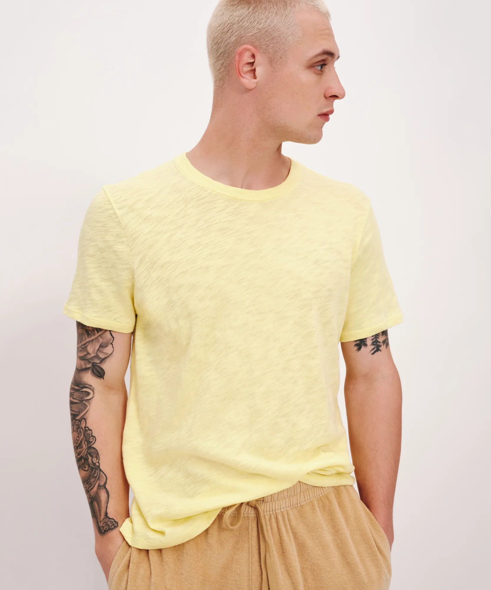 Slub Jersey Short Sleeve Crew Neck Tee - Lemon Chiffon sold by ATM Anthony Thomas Melillo