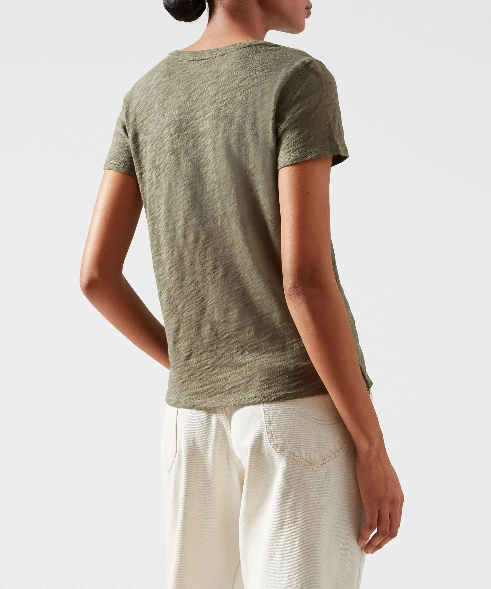 Slub Jersey Schoolboy V-Neck Tee - Army sold by ATM product image thumbnail 2