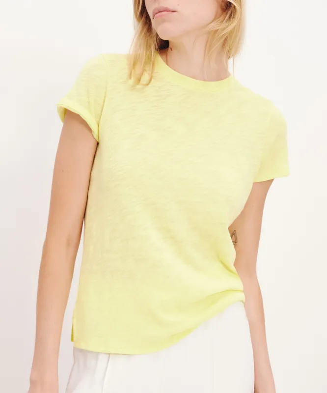 Slub Jersey Schoolboy Short Sleeve Crew Neck Tee - Lemon Chiffon sold by ATM Anthony Thomas Melillo