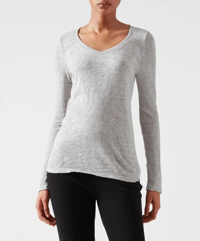 Slub Jersey Long Sleeve V-Neck Tee - Heather Grey sold by ATM Anthony Thomas Melillo