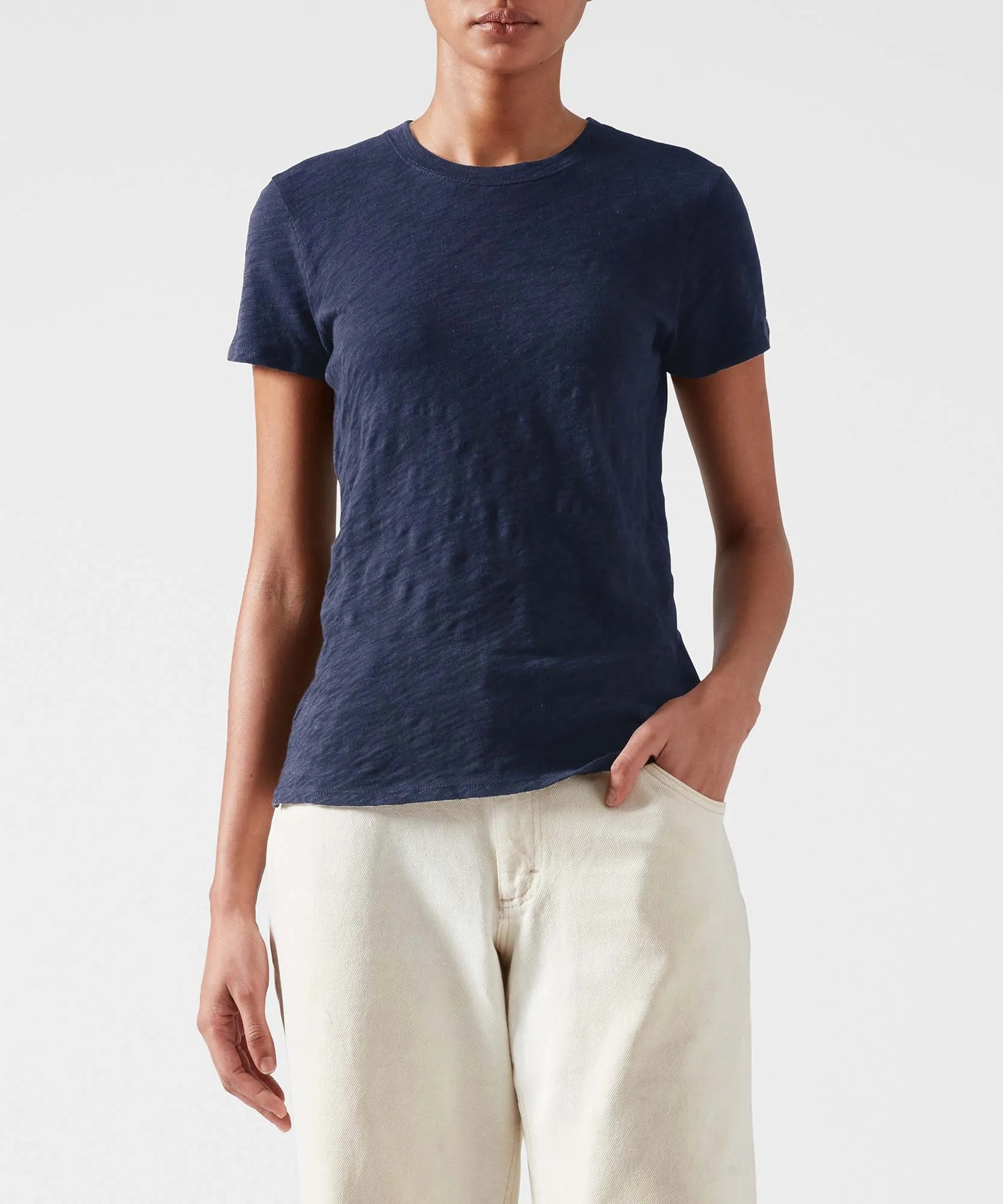 Slub Jersey Schoolboy Crew Neck Tee - Midnight sold by ATM Anthony Thomas Melillo