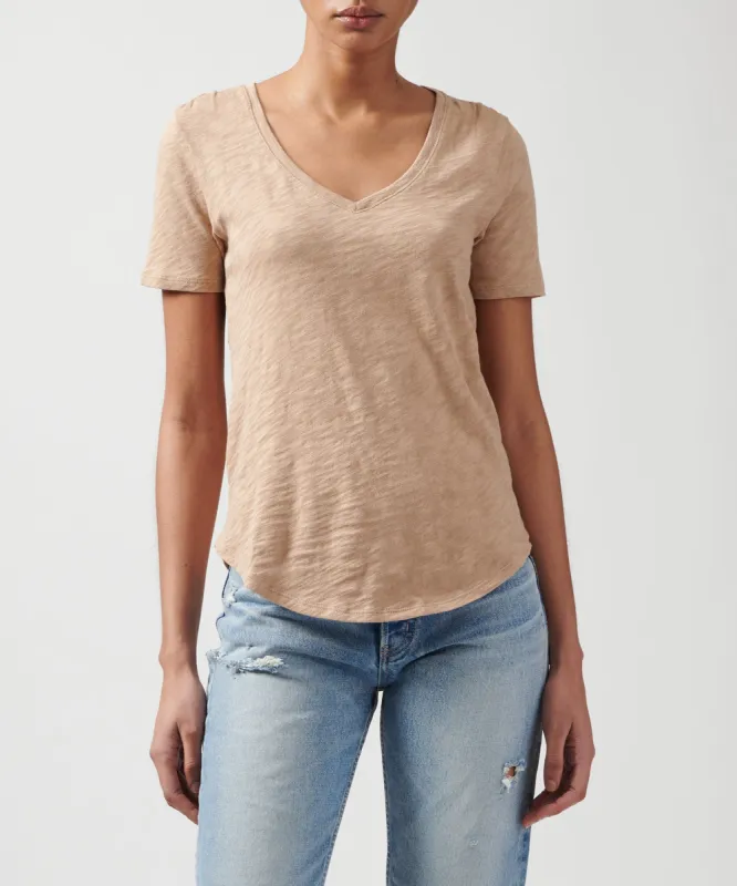 Slub Jersey Classic V-Neck Tee - Camel sold by ATM Anthony Thomas Melillo