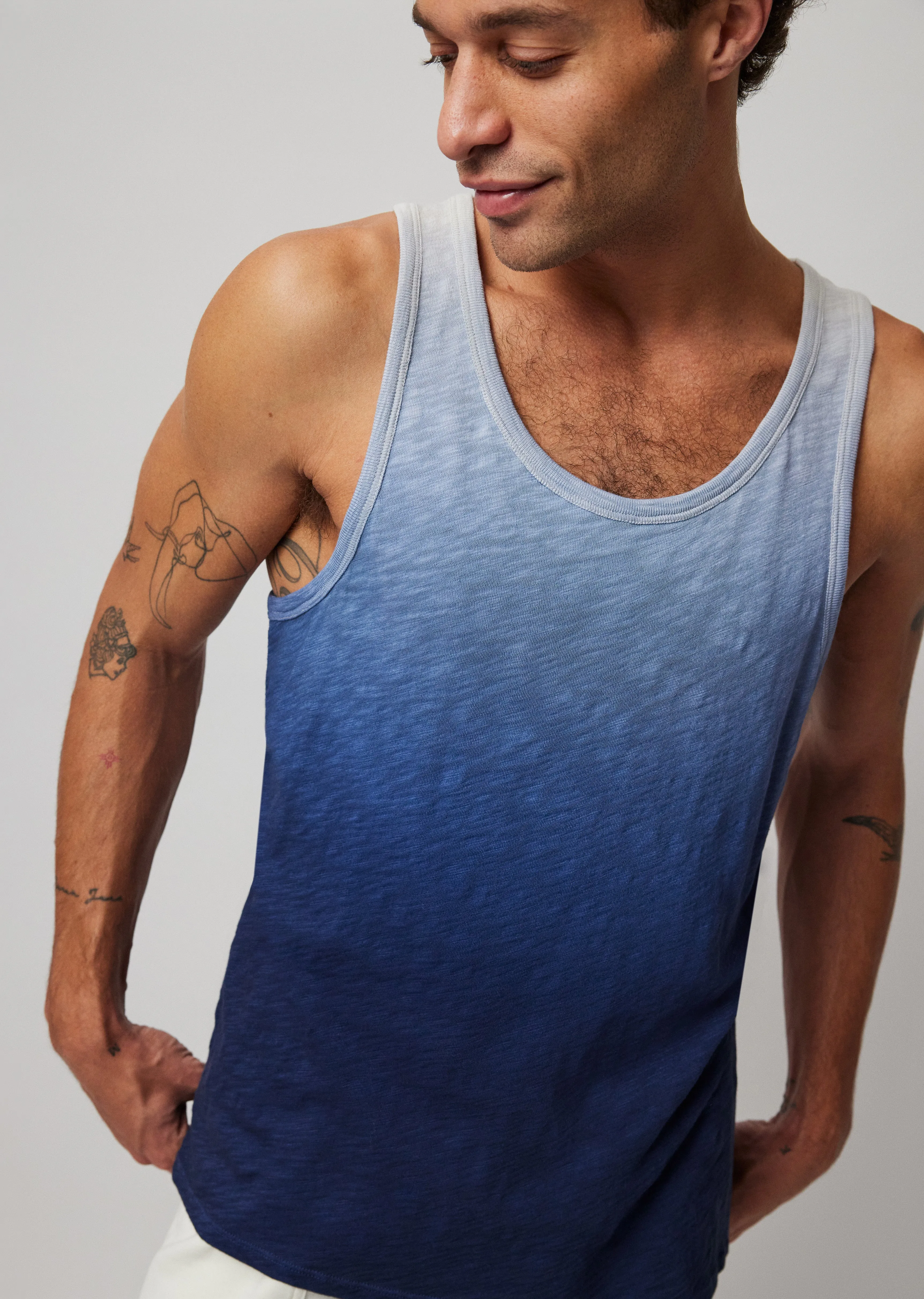 Slub Jersey with Ombre Treatment Tank - Salt Grey-Ink Combo sold by ATM Anthony Thomas Melillo