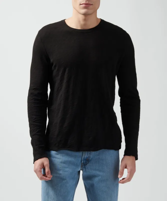 Slub Jersey Long Sleeve Destroyed Wash Tee - Black sold by ATM