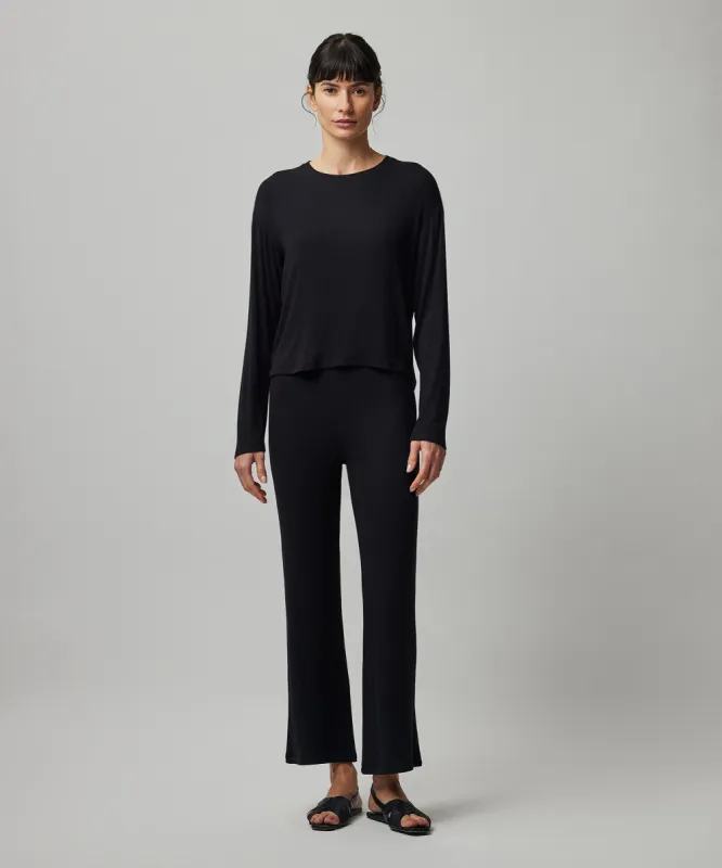 Modal Rib Cropped Kick Flare Pant - Black sold by ATM Anthony Thomas Melillo