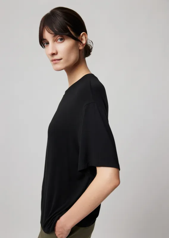 Viscose Blend Jersey Crew Neck Relaxed Tee - Black sold by ATM Anthony Thomas Melillo