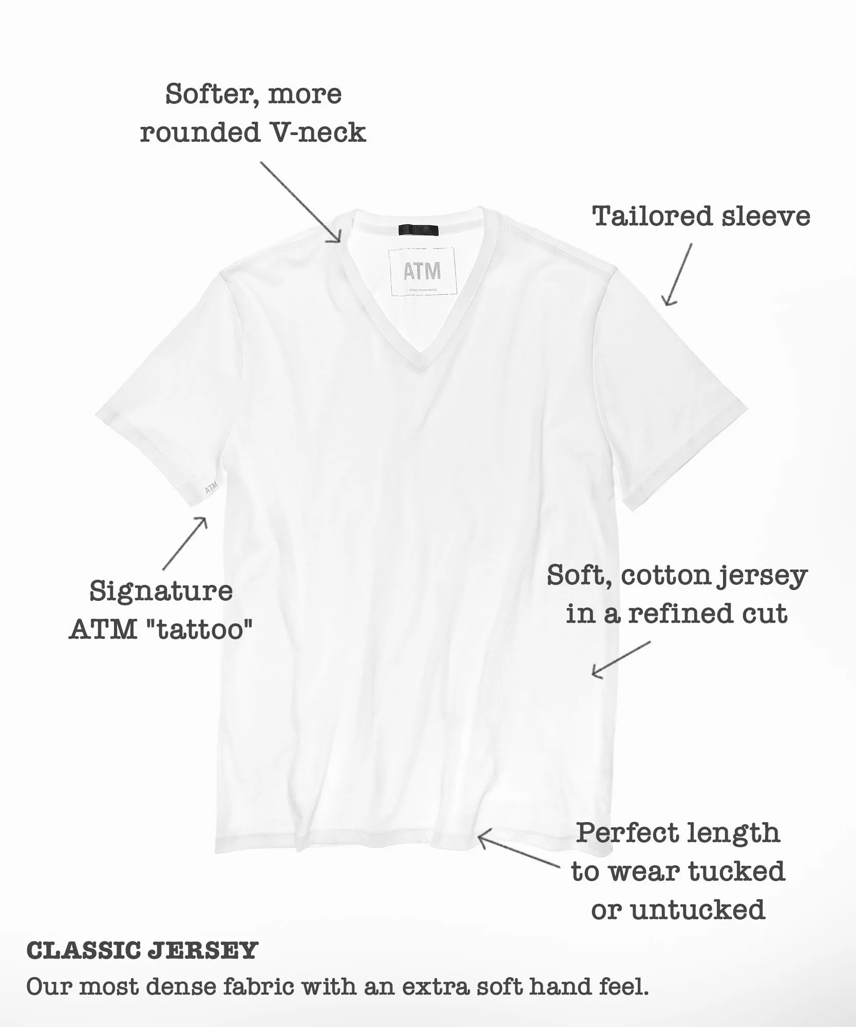 Classic Jersey V-Neck Tee - White sold by ATM product image thumbnail 4