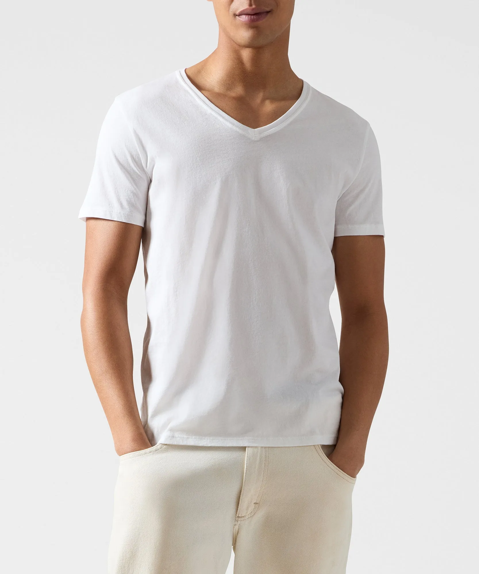 Classic Jersey V-Neck Tee - White sold by ATM