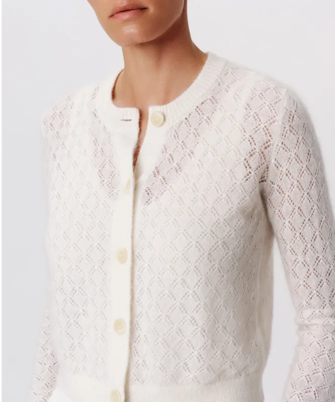 Wool Blend Textured Cardigan - Chalk sold by ATM Anthony Thomas Melillo