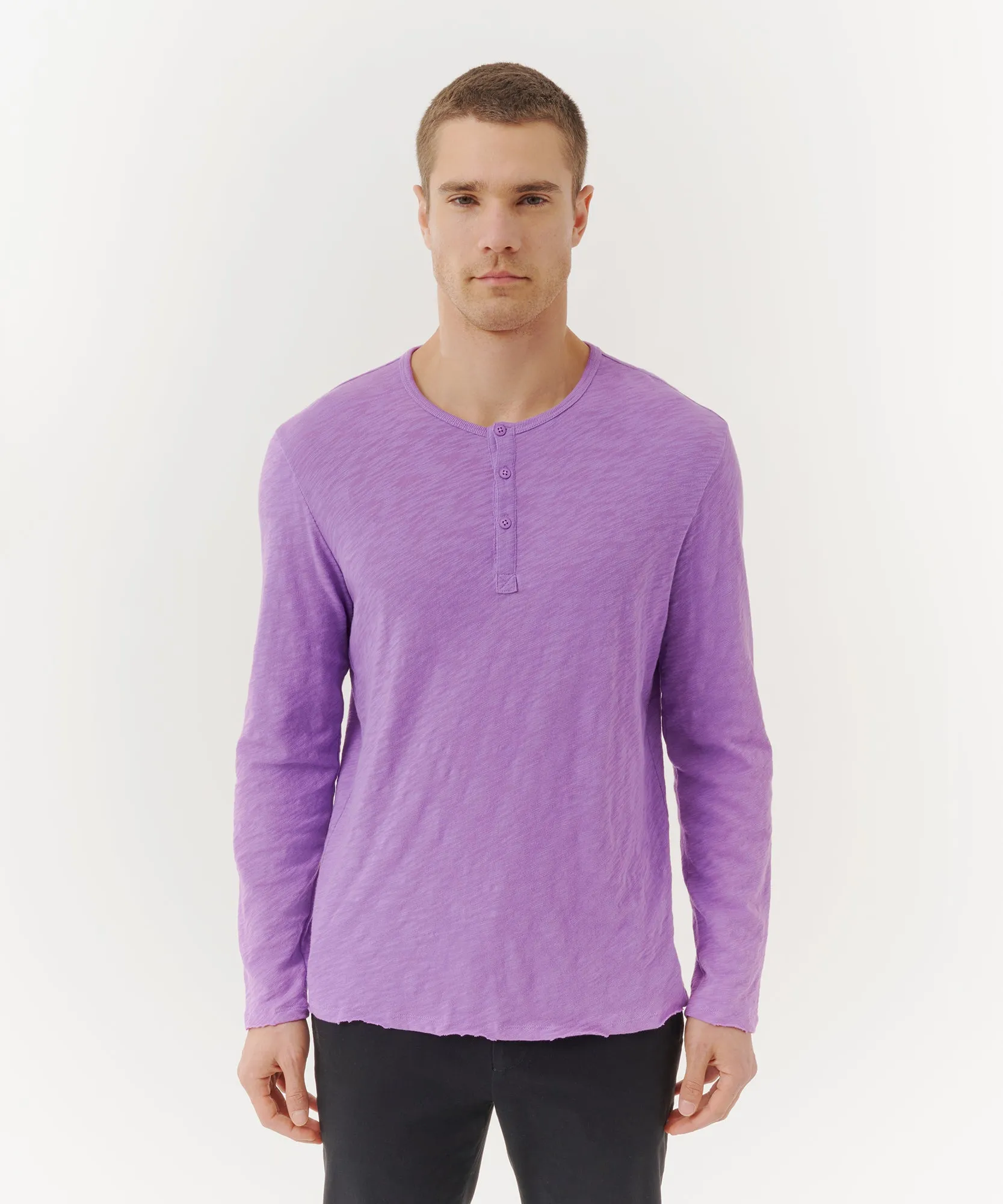 Slub Jersey Destroyed Wash Henley - Bellflower sold by ATM Anthony Thomas Melillo product image thumbnail 2