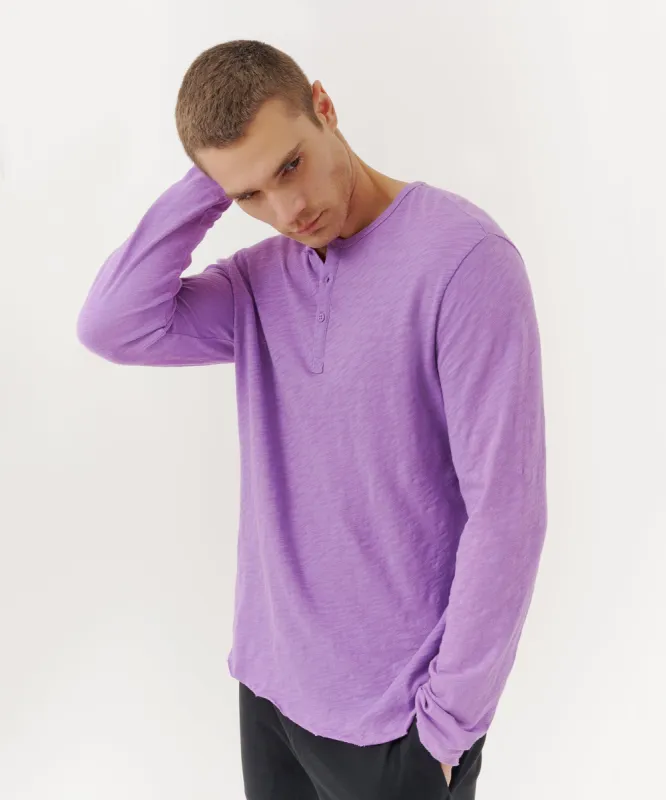 Slub Jersey Destroyed Wash Henley - Bellflower made by ATM