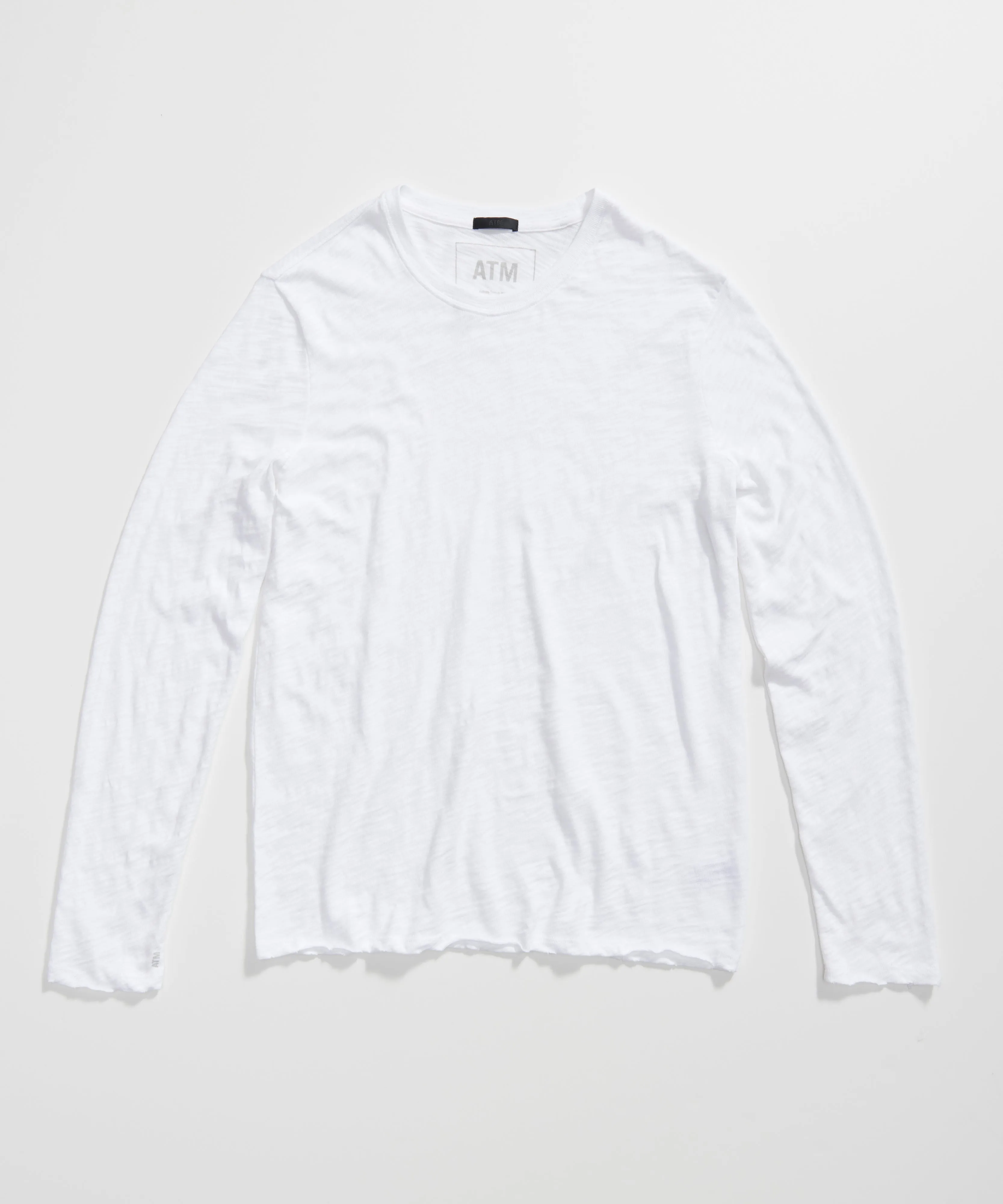 Slub Jersey Long Sleeve Destroyed Wash Tee - White sold by ATM product image thumbnail 3