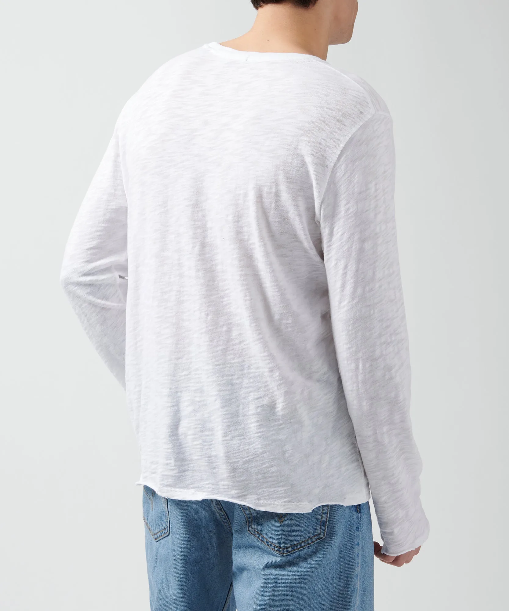 Slub Jersey Long Sleeve Destroyed Wash Tee - White sold by ATM product image thumbnail 2