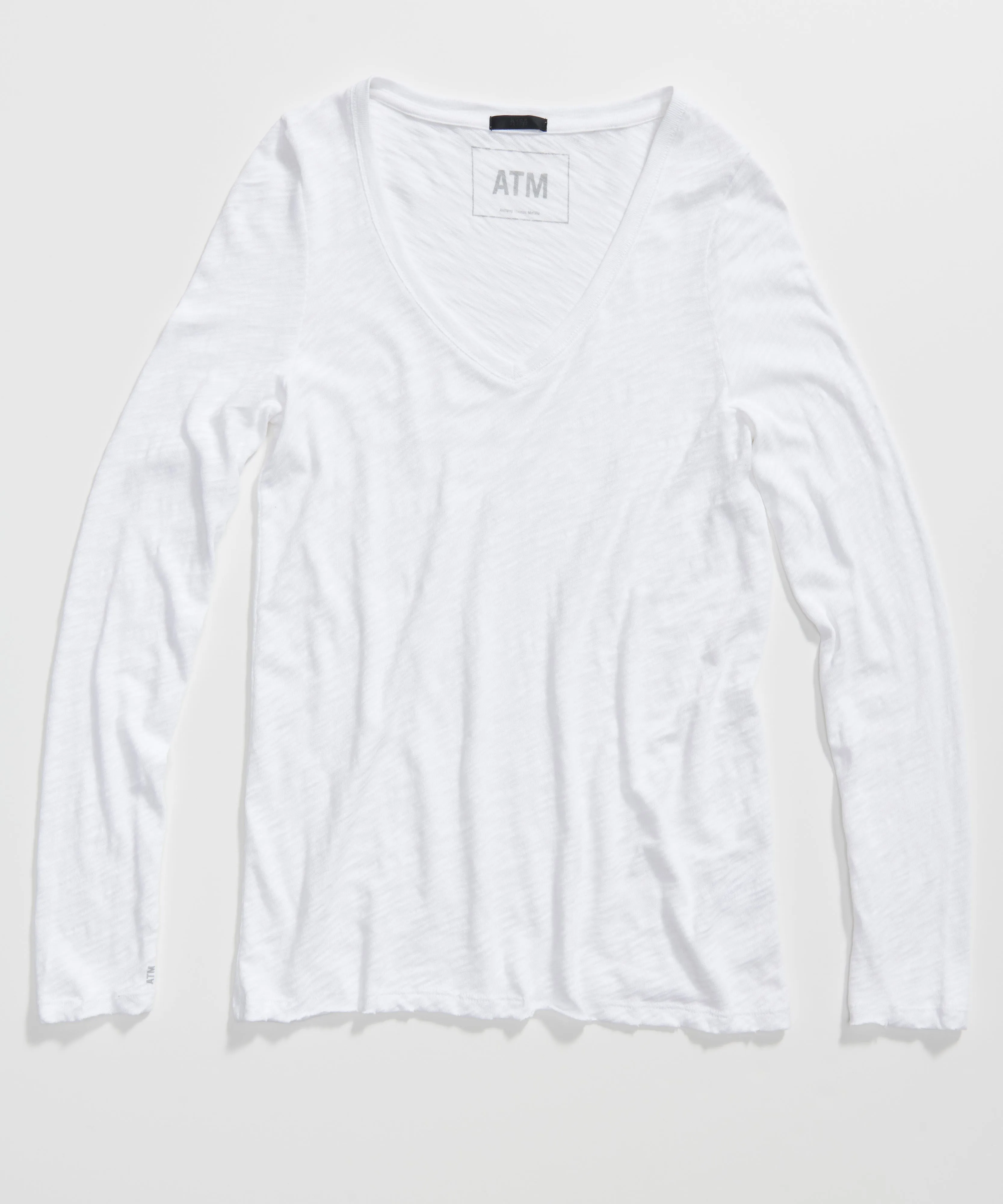 Slub Jersey Long Sleeve V-Neck Tee - White sold by ATM product image thumbnail 3