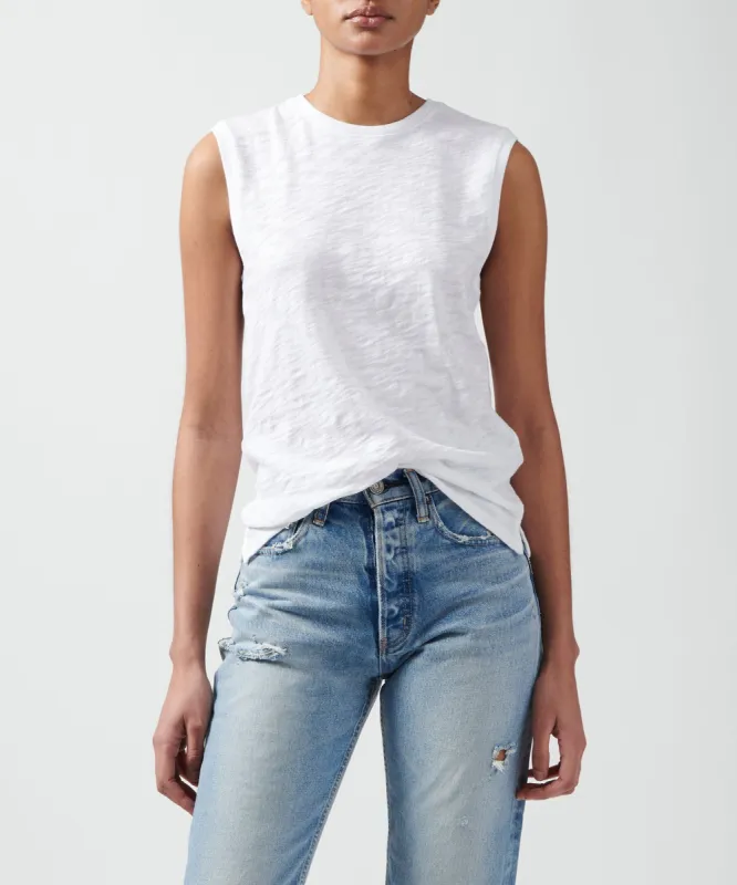 Slub Jersey Sleeveless Schoolboy Tee - White sold by ATM Anthony Thomas Melillo