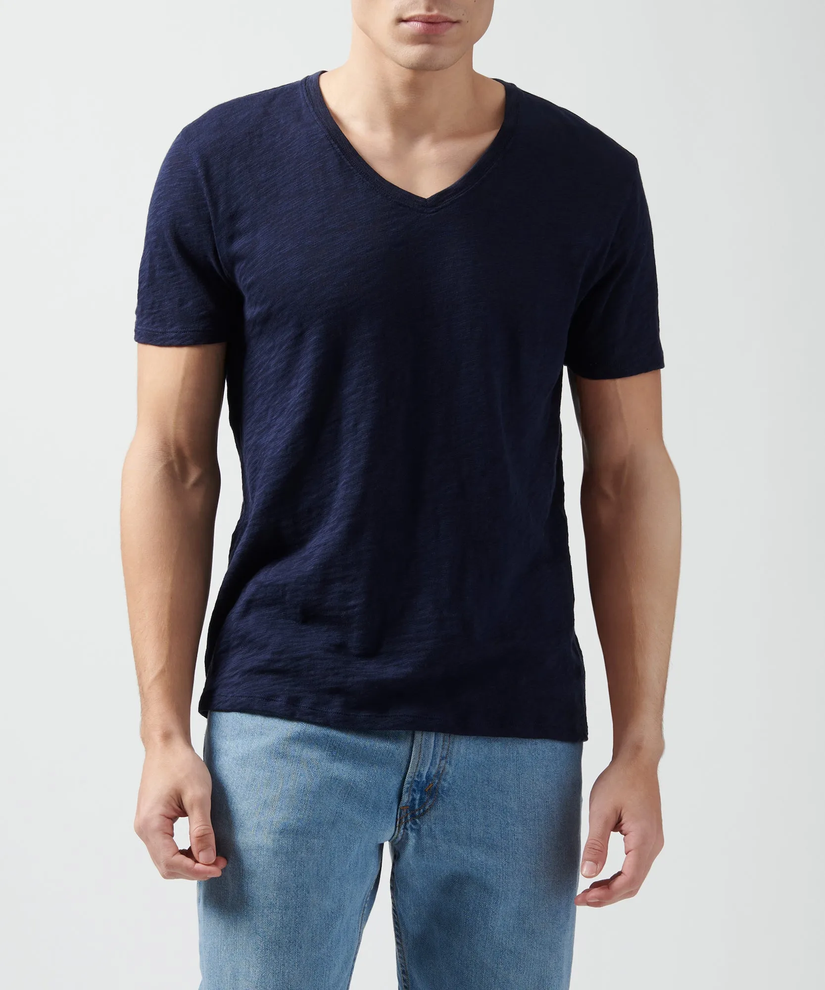Slub Jersey V-Neck Tee - Midnight sold by ATM