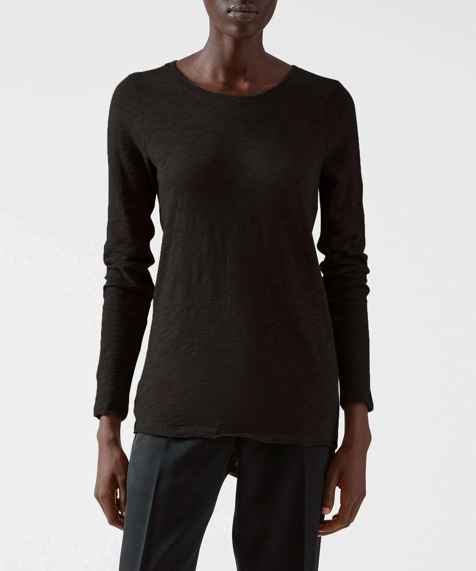 Slub Jersey Long Sleeve Destroyed Wash Tee - Black sold by ATM Anthony Thomas Melillo