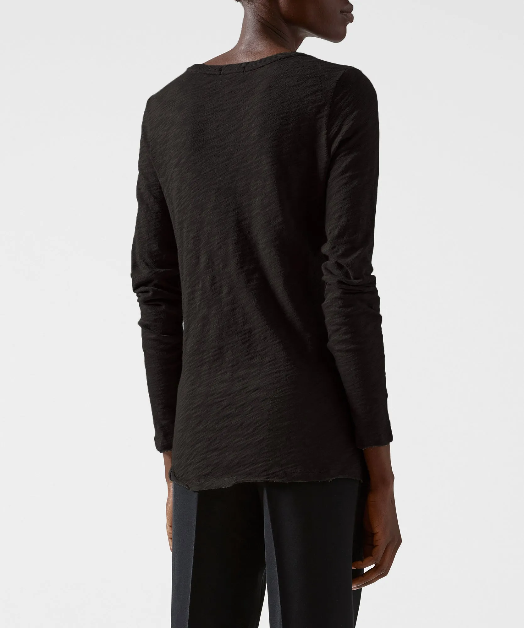 Slub Jersey Long Sleeve Destroyed Wash Tee - Black sold by ATM Anthony Thomas Melillo product image thumbnail 2