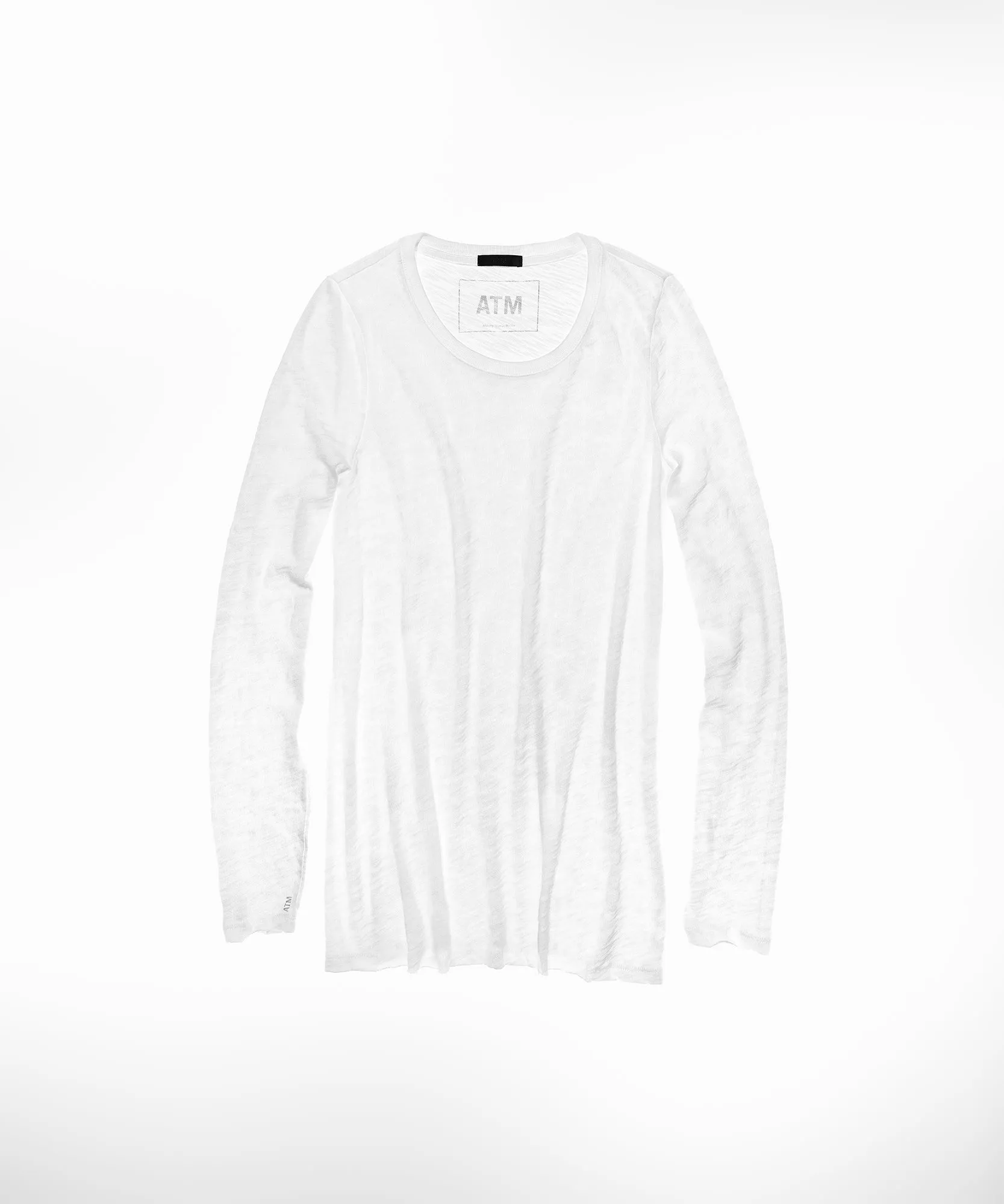 Slub Jersey Long Sleeve Destroyed Wash Tee - White sold by ATM Anthony Thomas Melillo product image thumbnail 3