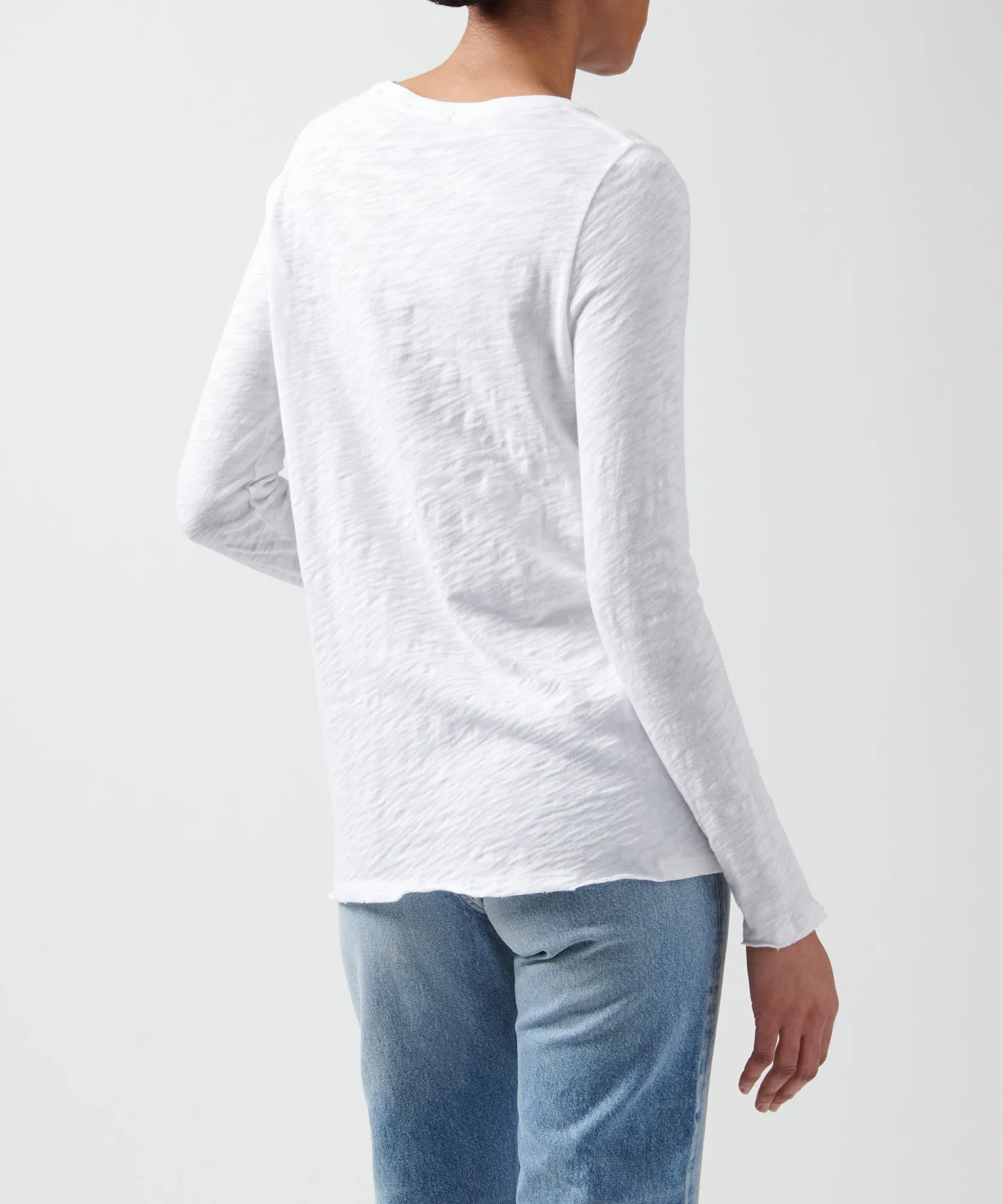 Slub Jersey Long Sleeve Destroyed Wash Tee - White sold by ATM Anthony Thomas Melillo product image thumbnail 2