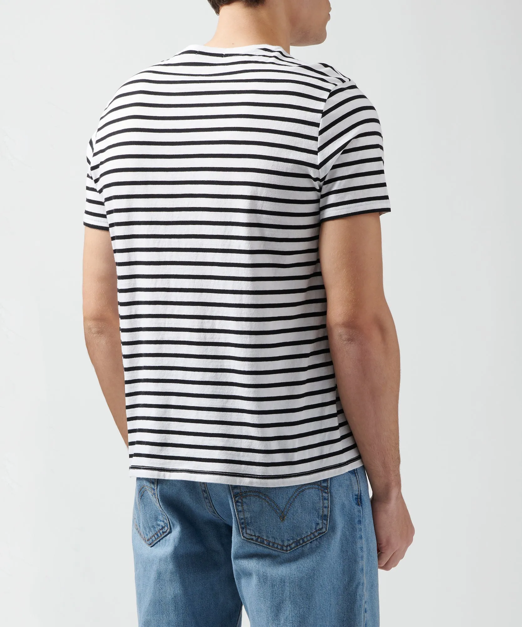 Classic Jersey Crew Neck Tee - Black/ White Stripe sold by ATM Anthony Thomas Melillo product image thumbnail 2