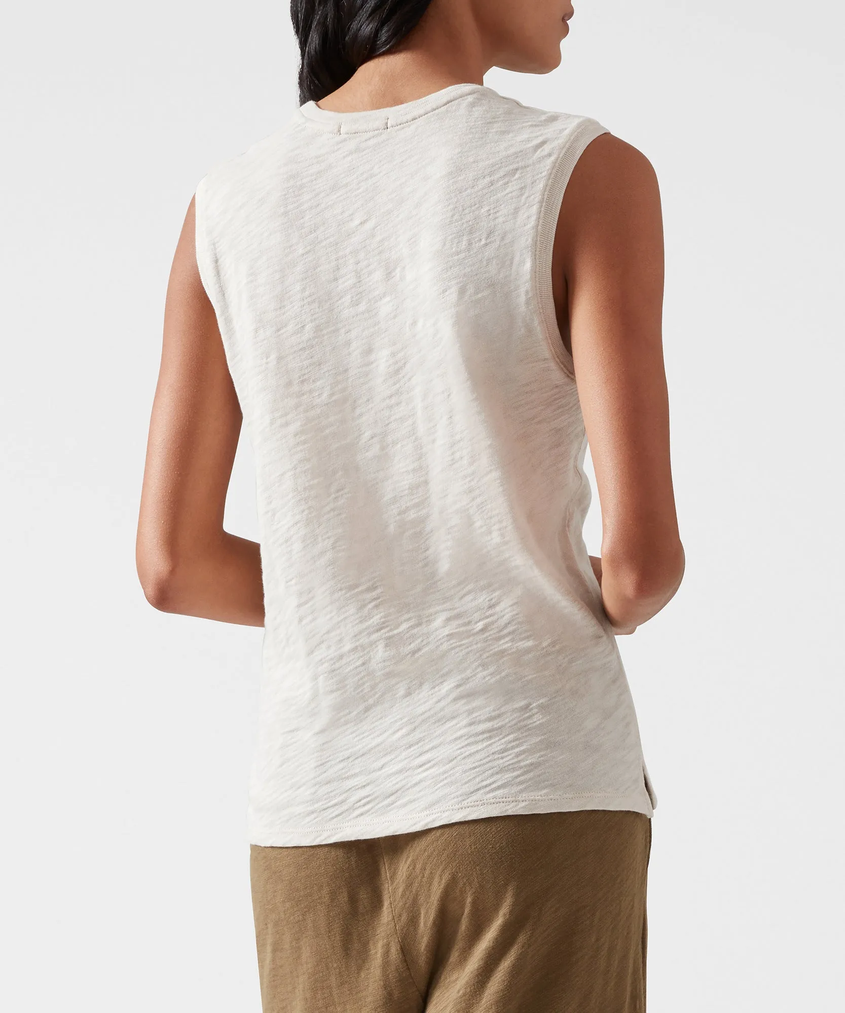 Slub Jersey Sleeveless Schoolboy Tee - Tan sold by ATM Anthony Thomas Melillo product image thumbnail 2