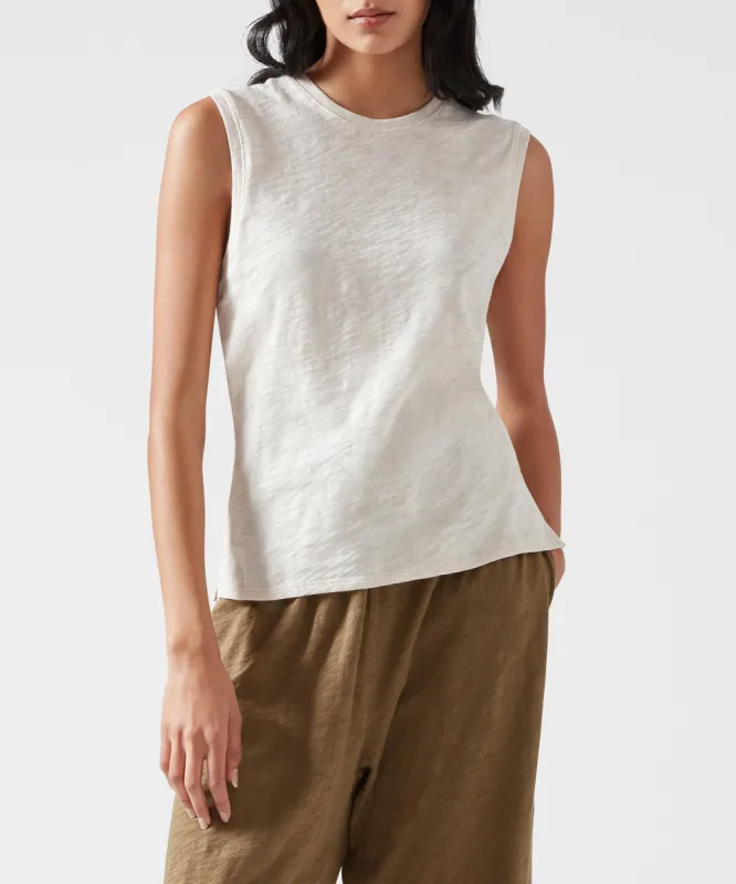 Slub Jersey Sleeveless Schoolboy Tee - Tan sold by ATM Anthony Thomas Melillo
