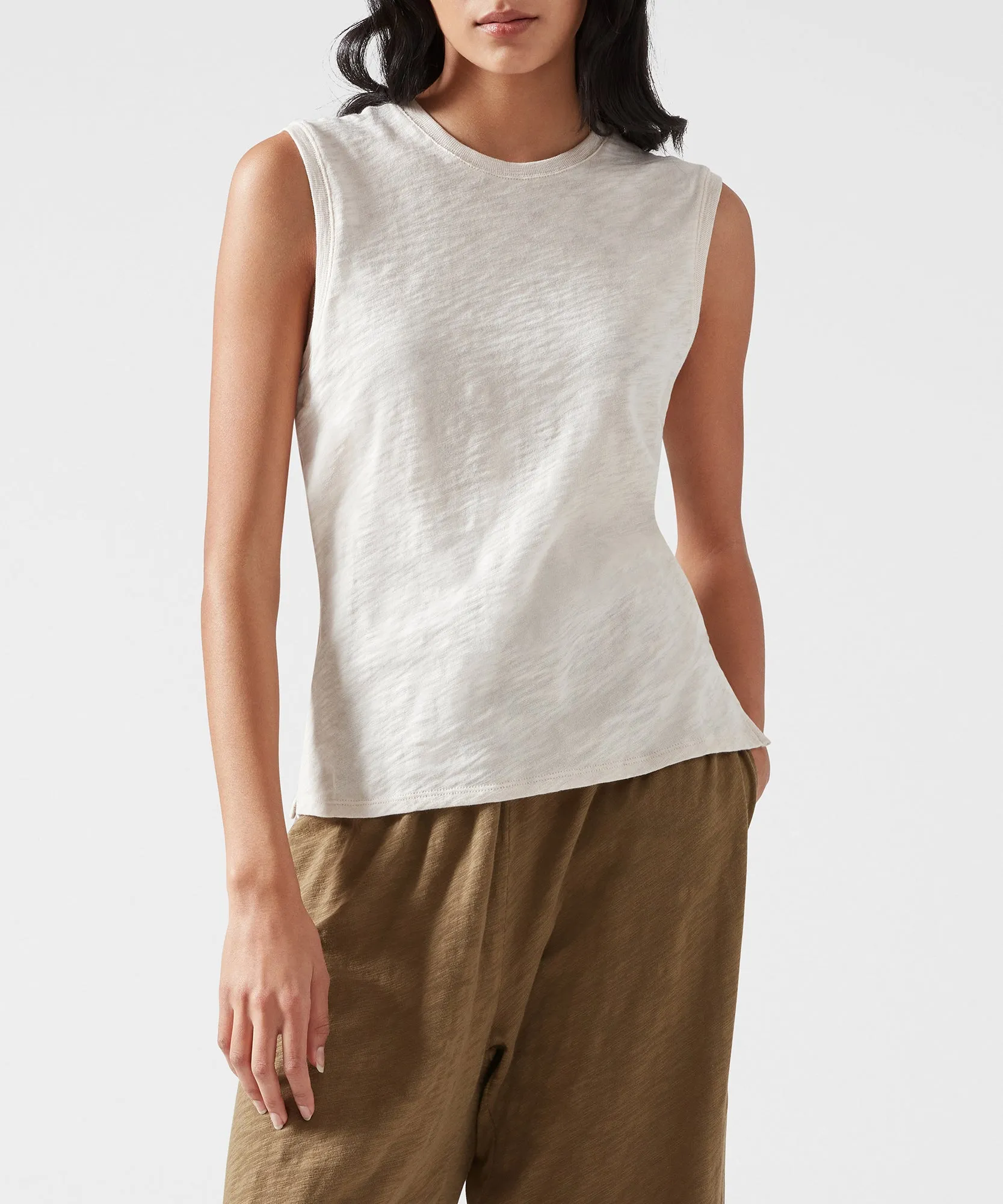 Slub Jersey Sleeveless Schoolboy Tee - Tan sold by ATM Anthony Thomas Melillo