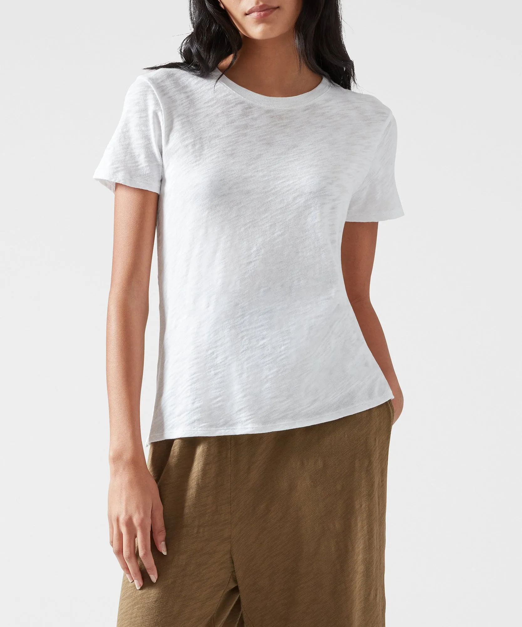 Slub Jersey Schoolboy Crew Neck Tee - White sold by ATM Anthony Thomas Melillo