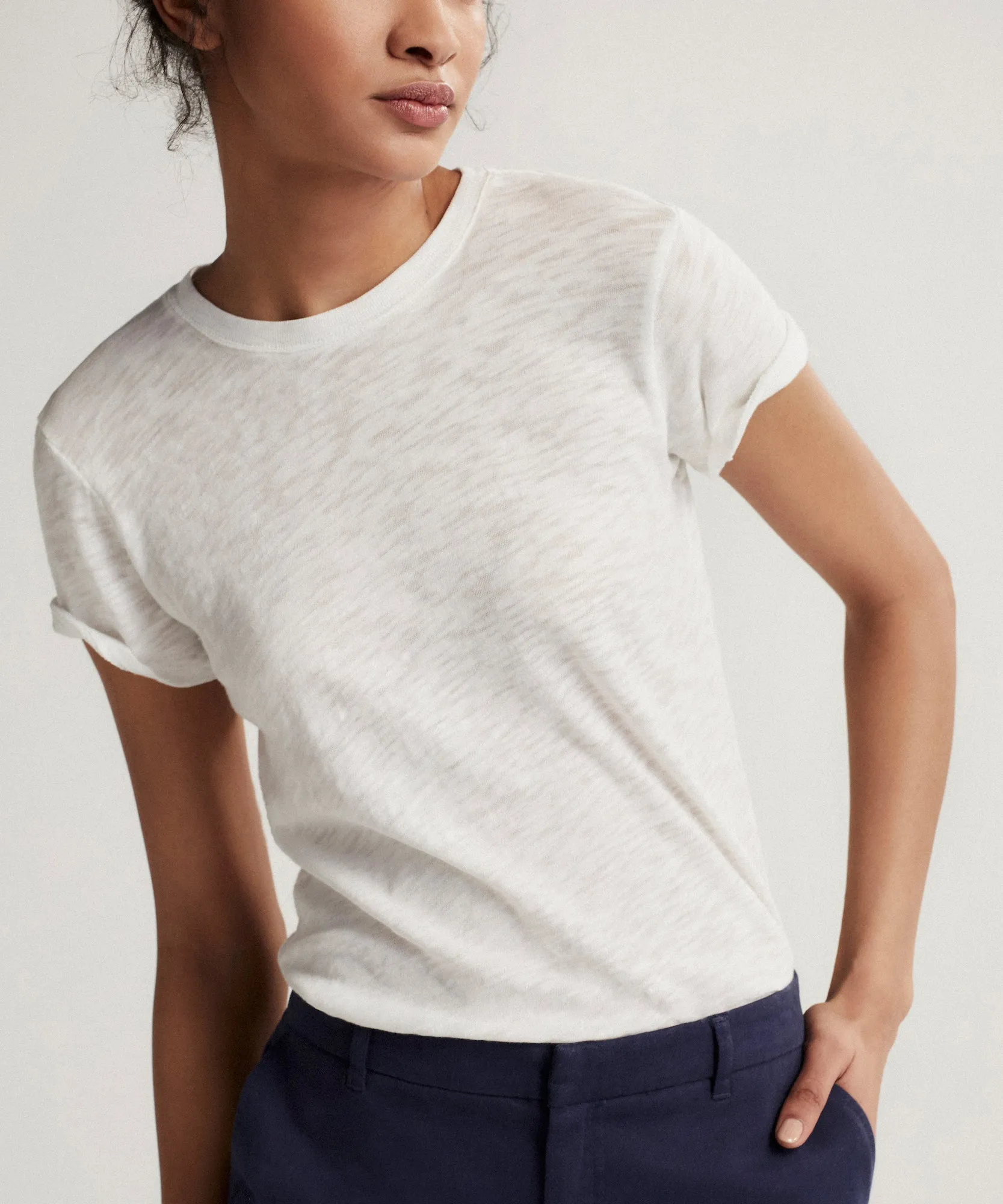 Slub Jersey Schoolboy Crew Neck Tee - White sold by ATM Anthony Thomas Melillo product image thumbnail 2