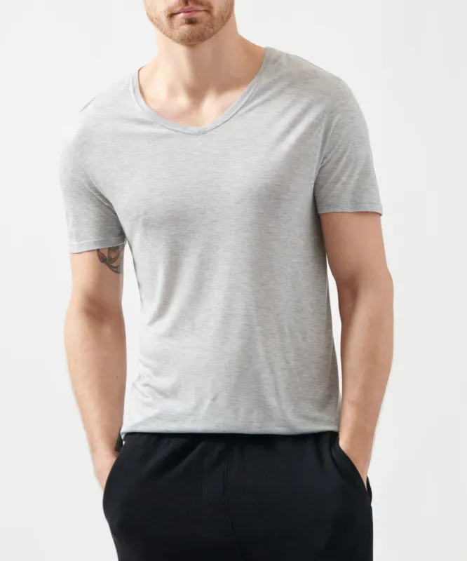 Modal Jersey V-Neck Tee - Heather Grey sold by ATM Anthony Thomas Melillo