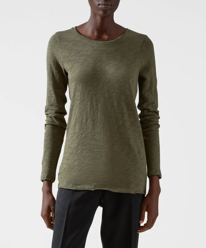 Slub Jersey Long Sleeve Destroyed Wash Tee - Army sold by ATM Anthony Thomas Melillo
