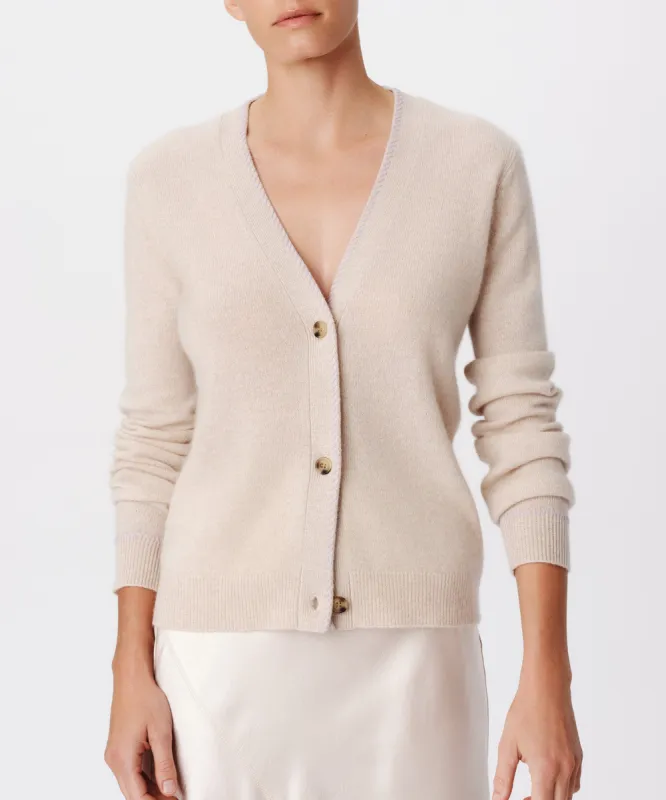 Cashmere Long Sleeve Cardigan - Soft Oatmeal sold by ATM Anthony Thomas Melillo