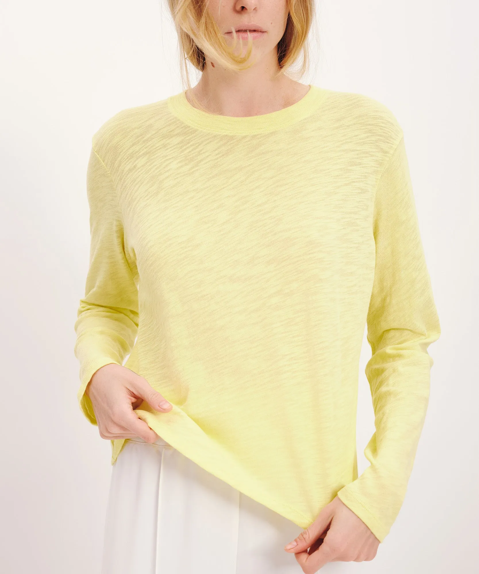 Slub Jersey Long Sleeve Crop Tee - Lemon Chiffon sold by ATM Anthony Thomas Melillo