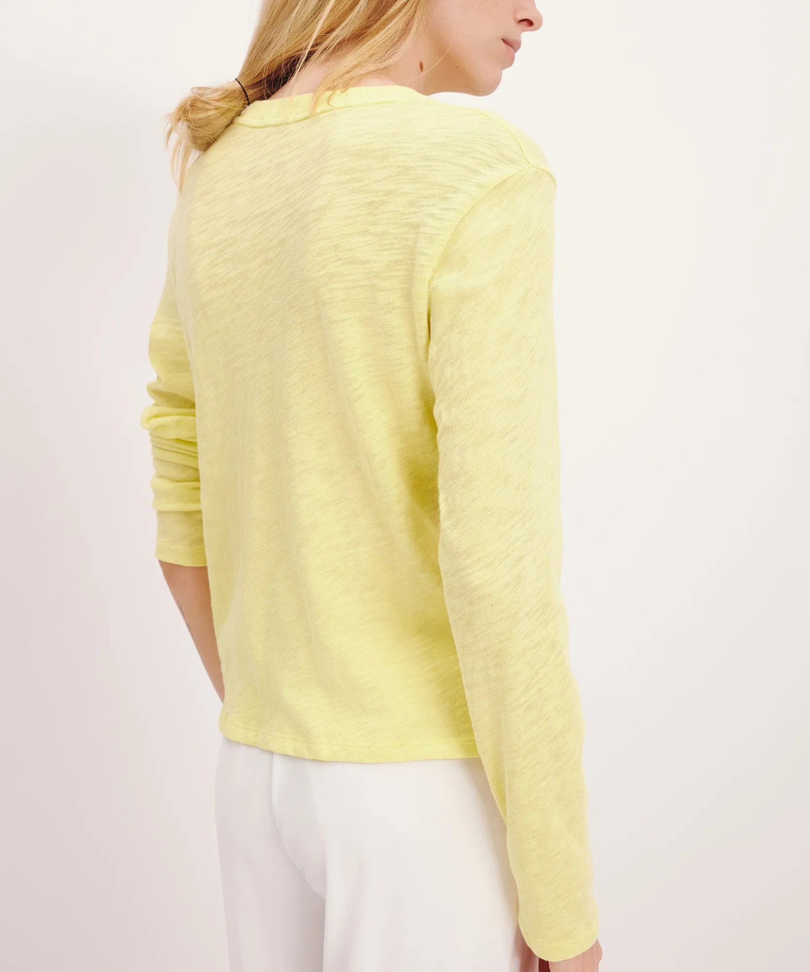 Slub Jersey Long Sleeve Crop Tee - Lemon Chiffon sold by ATM Anthony Thomas Melillo product image thumbnail 3
