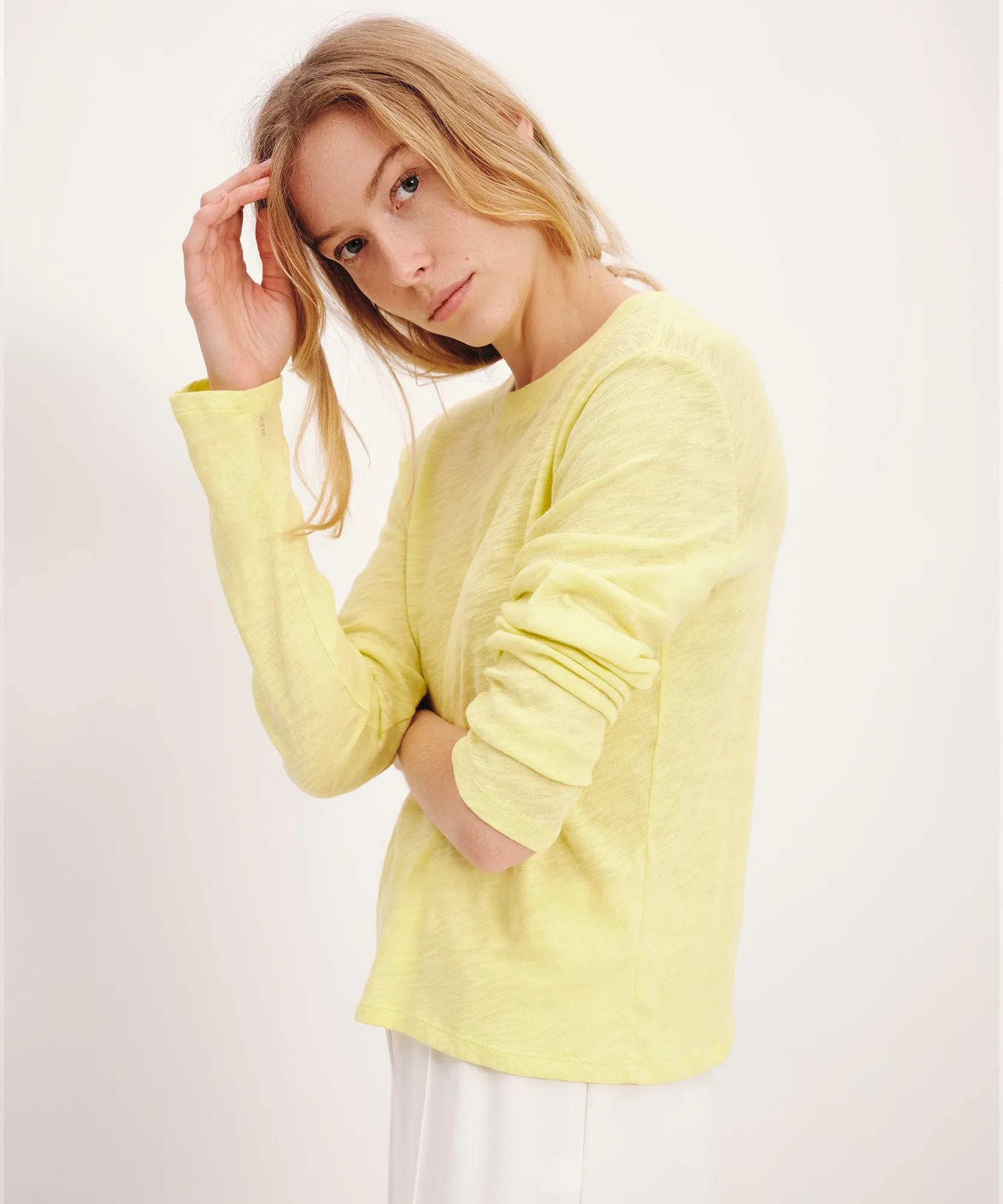 Slub Jersey Long Sleeve Crop Tee - Lemon Chiffon sold by ATM Anthony Thomas Melillo product image thumbnail 2