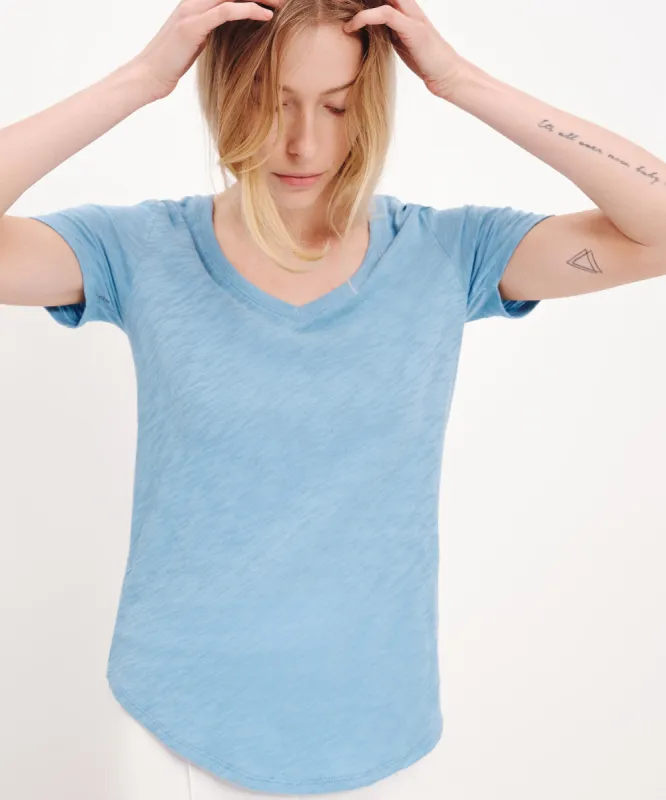 Slub Jersey Classic Short Sleeve V-Neck Tee - Summer Sky sold by ATM Anthony Thomas Melillo