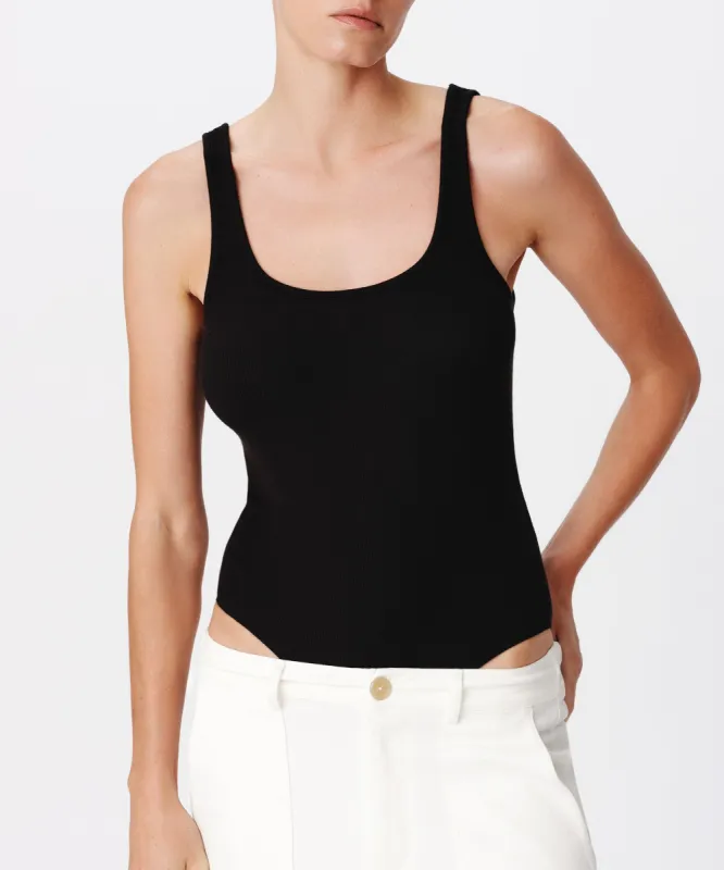 Modal Rib Square Neck Bodysuit - Black sold by ATM Anthony Thomas Melillo