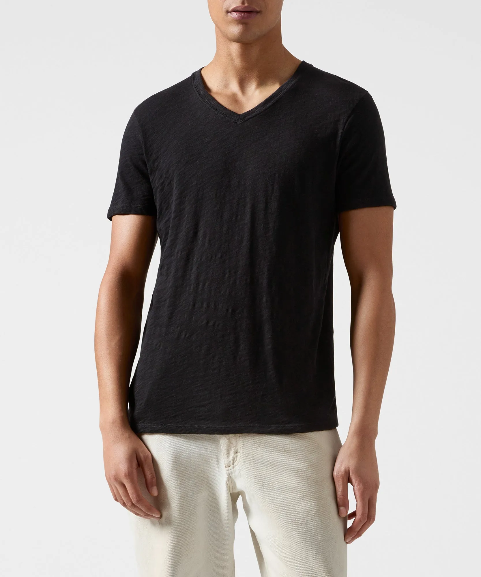 Slub Jersey V-Neck Tee - Black sold by ATM